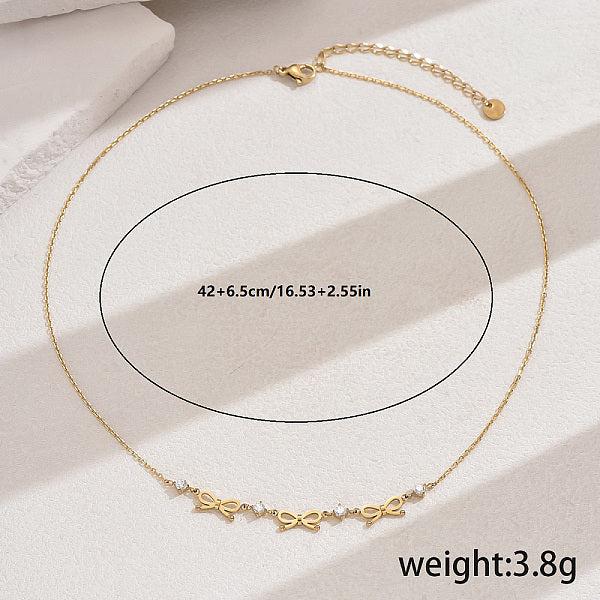 Collares colgantes con lazo de circonita cúbica pavé de acero inoxidable