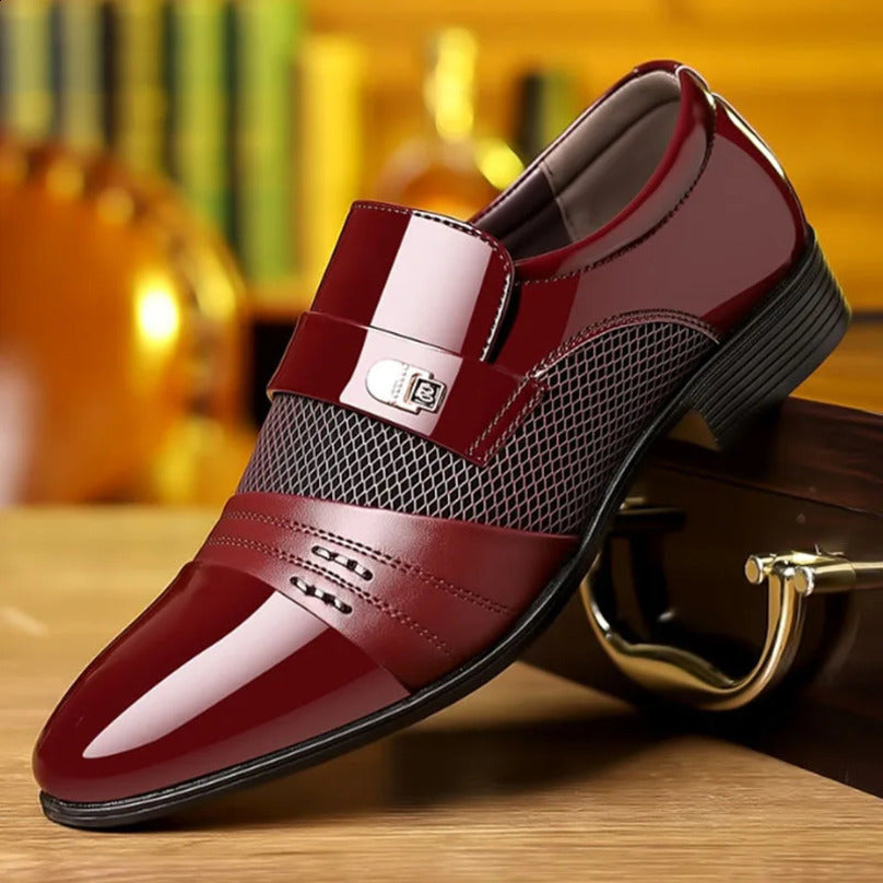 Classic Business Dress Men Shoes Formal Slip On Dress Shoes Mens Oxfords Footwear Elegent Leather Shoes For Men Loafers Wine Red 250319