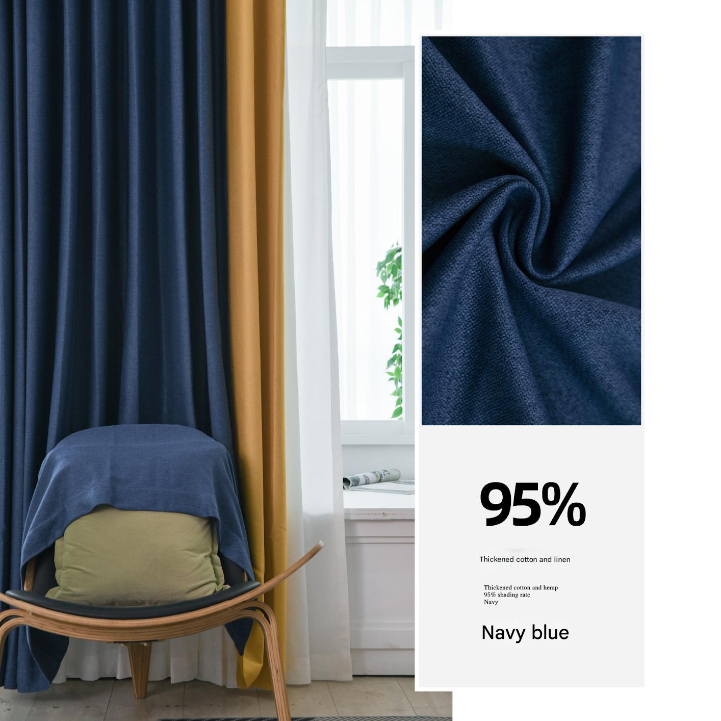 A561 light luxury curtain bedroom splicing balcony advanced 2025 new living room modern cotton and linen full cloth blackout floor-to-ceiling window