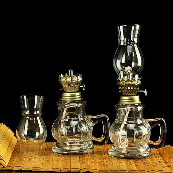 Candle Holders Vintage Glass Alcohol Lamp Candlestick Creative Kerosene Lamps Candle Holder Emergency Lighting Equipment Oil Lantern Decorat
