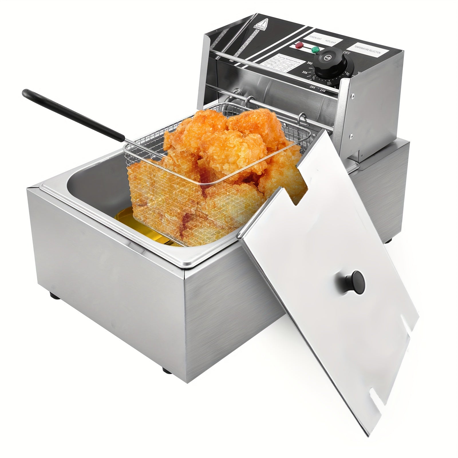 TEMU 10.5qt-21qt Electric Deep Fryer, Stainless Steel Commercial Countertop Fryers With Removable Tanks And Lids For Home, Restaurant