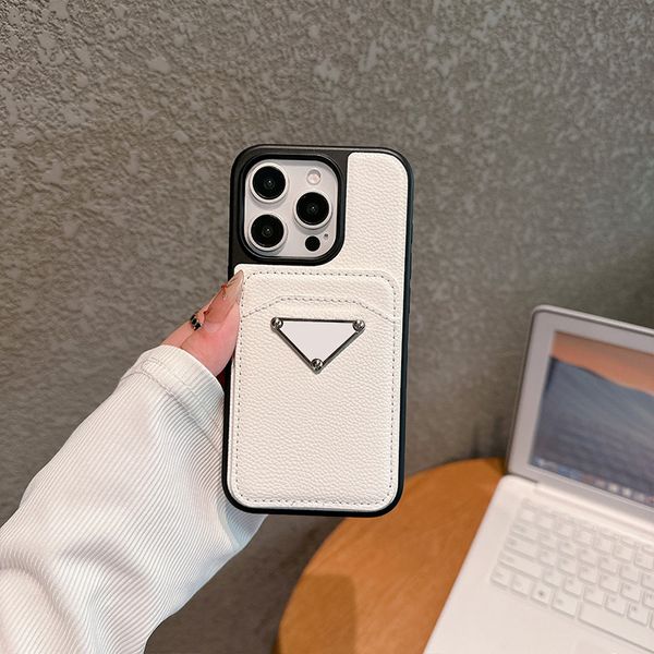 Magnetic PD phone case triangle iPhone Case Card Holder for iPhone 15 Pro Max Cases 14 13 12 11 15 Plus Cell Phone Cases Leather Mobile Cove