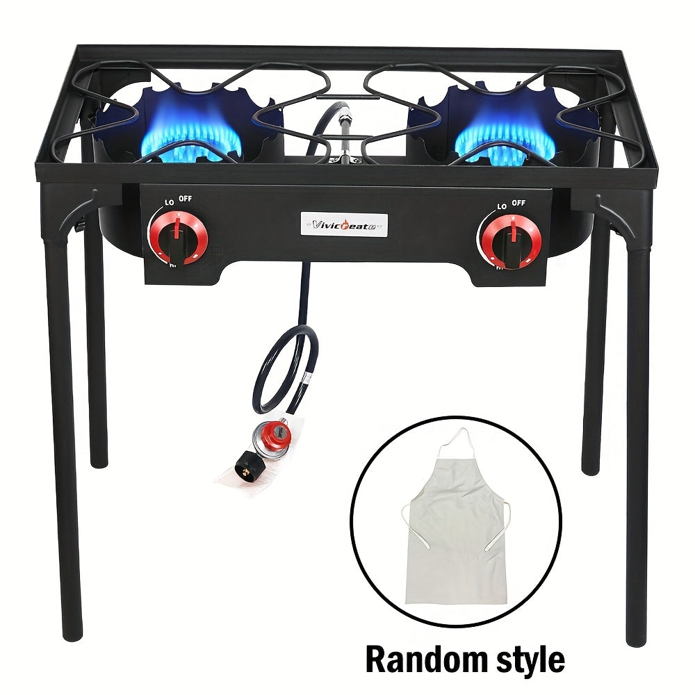 TEMU Heavy-duty Commercial- Double Propane Burner - 105, 000 Btu Outdoor Gas Stove, Portable Outdoor Cooking Appliance With Dual Propane Tanks For