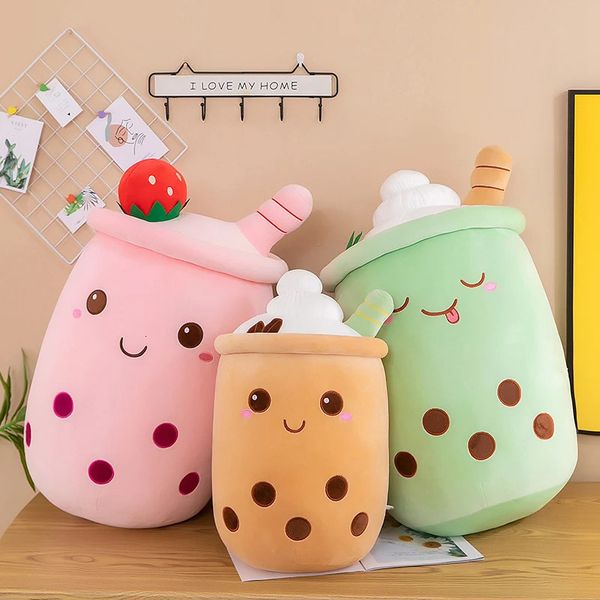 2470cm Milk Tea Pillow Squishy Pearls Boba Bubble Stuffed Drink Bottle Soft Panda Rabbit Ice Cream Food Plushie Peluche 240716