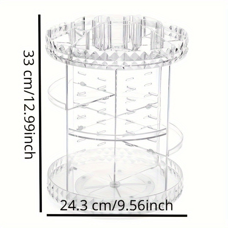 TEMU Light Luxury Style Circular Transparent Makeup Storage Box 360 Degree Rotating Desktop Dressing Table Lipstick Skin Care Product Storage Shelf
