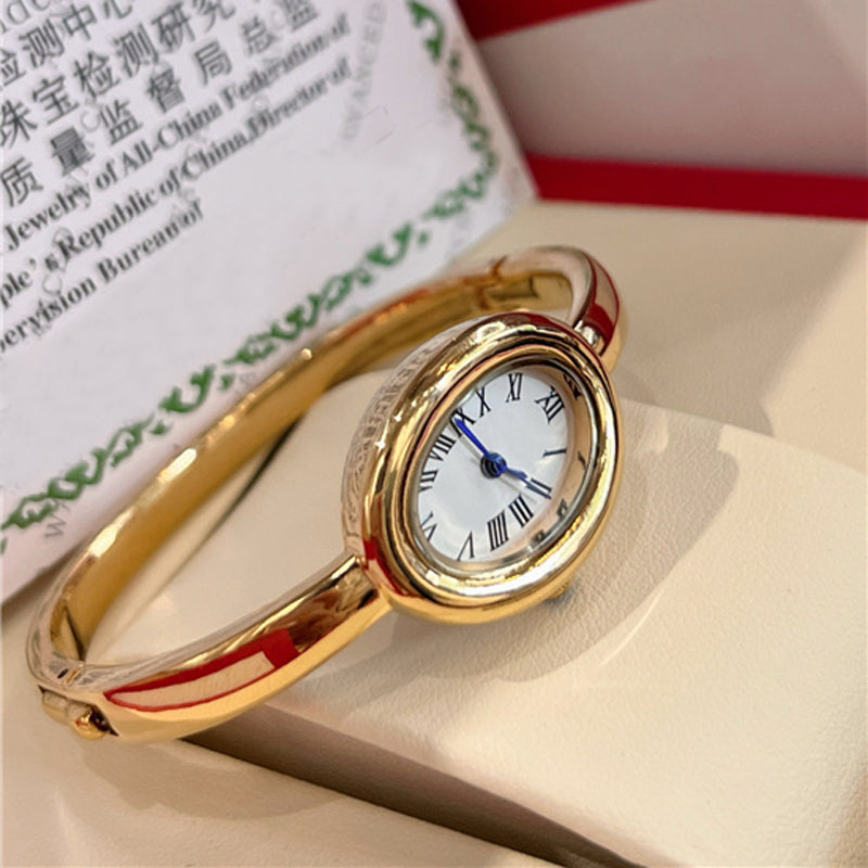 Brand Quartz Wristwatches Women Girl Ladies Oval Pretty Exquisite Diamond Crystal Style Watch Steel Band Clock CA192