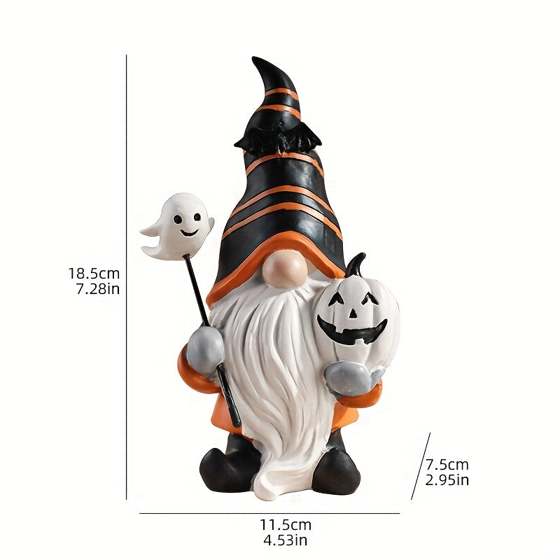 TEMU 1pc Halloween Elf Dwarf Statue - Cute Halloween Decor With Black Hat, Pumpkin, - Indoor-outdoor Decoration For Home, Party, Tabletop - Perfect