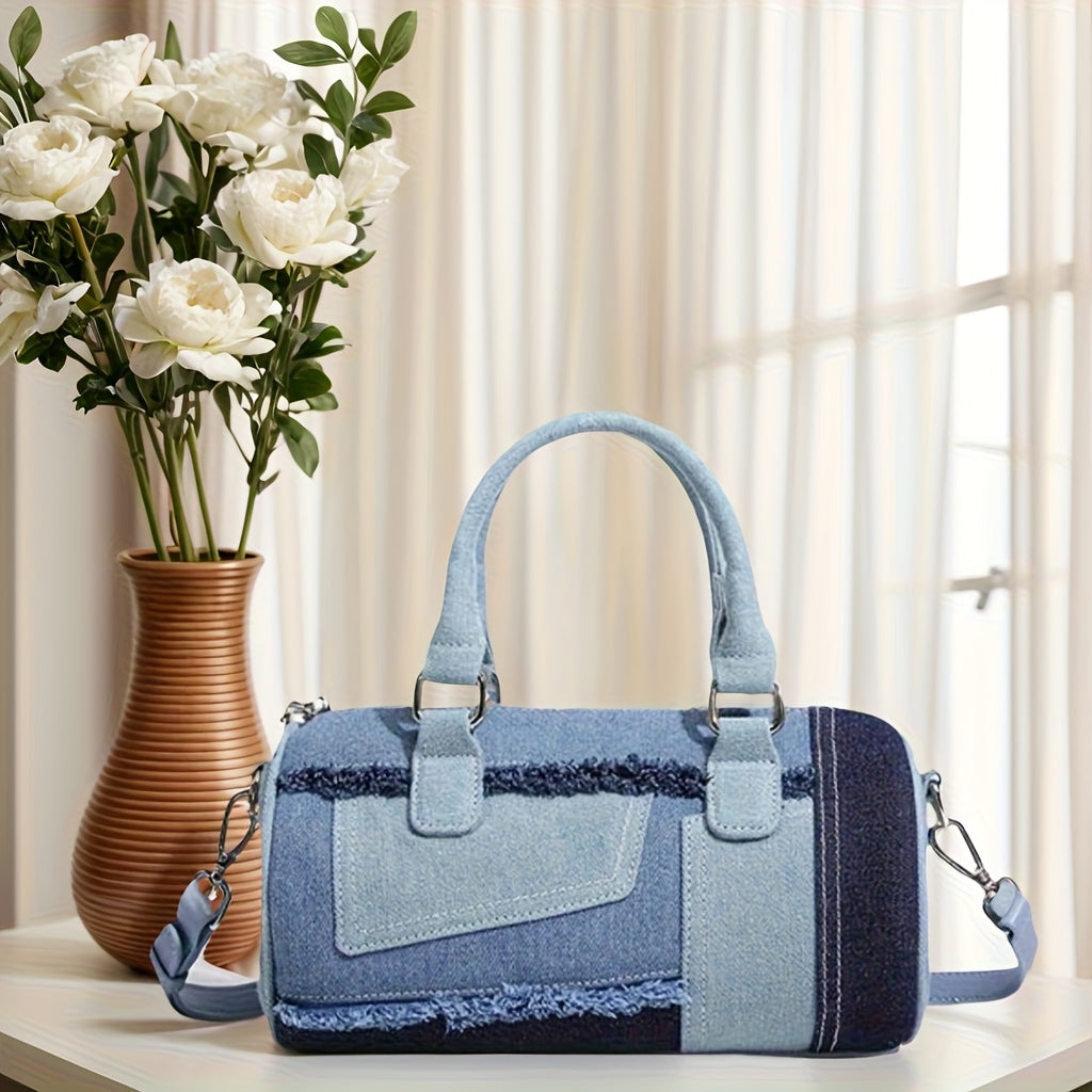 TEMU Women' Multi-functional Denim Tote Bag With Cute Wallet, Design, Made Of Denim Material, Daily , Work, And Dates, Handbag & Purse Combo