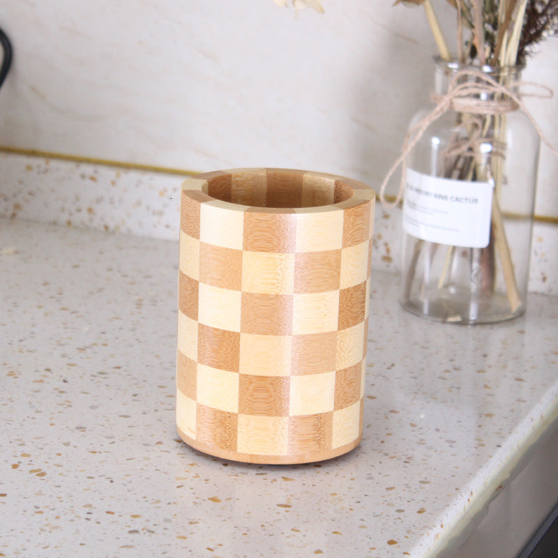 Moso Round Grid Cage Nandan Bamboo Chopstick Holder