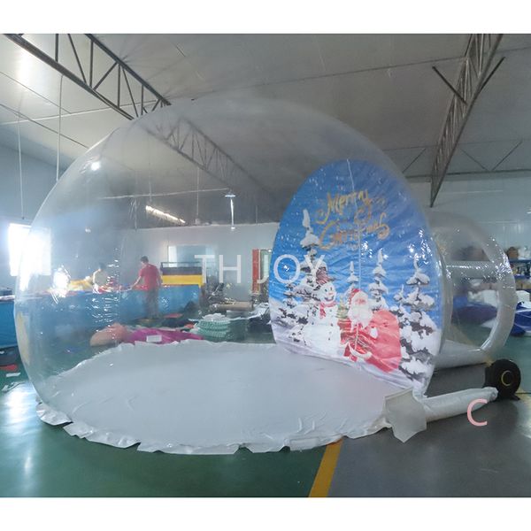 free ship outdoor games activities Christmas Inflatable Giant Snowglobe Human Size Snow Globe with tunnel for adults and kids