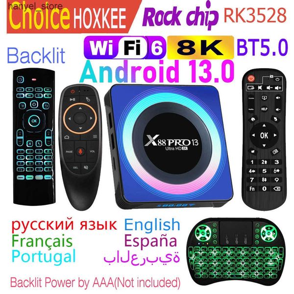 Set Top Box X88 PRO 13 Android 13.0 RK3528 Rockchip Quad Core Wifi6 8K LAN 100M Dual Wifi 2.4G 5G BT5.0 2GB 4GB 16GB 32GB 64GB Smart TV Box