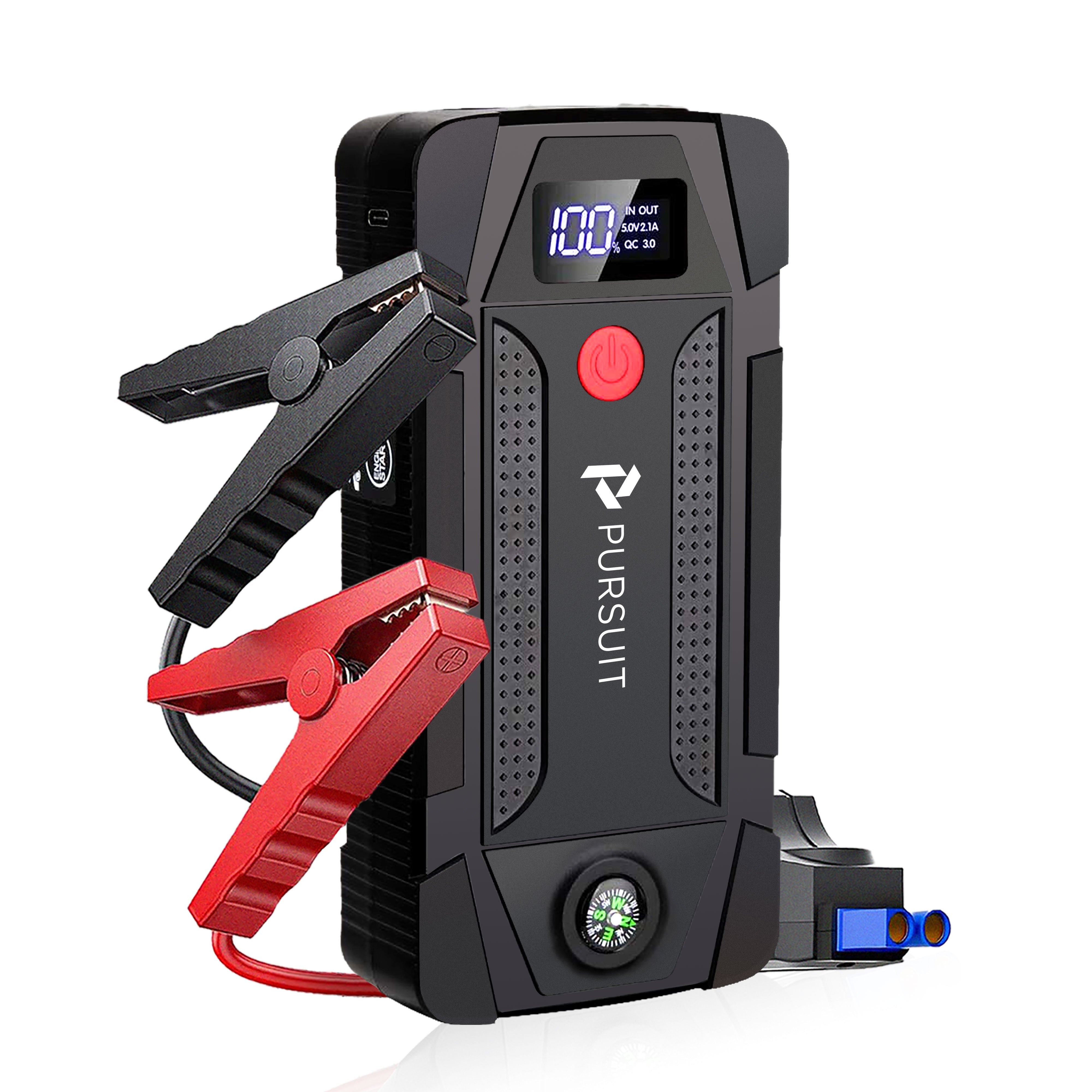 TEMU Smart Portable Jump Starter & Power Bank With Emergency Flash Light & Smart Heavy-duty Booster Clamps For Cars, Smartphones, Tablets, And Other