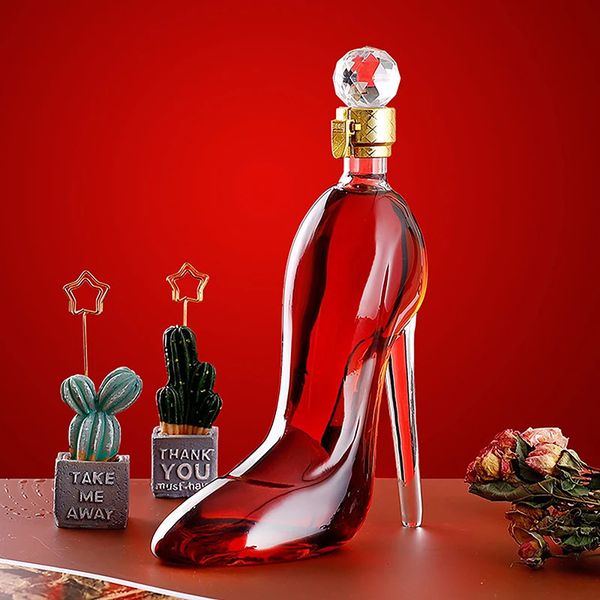 375ml 700ml HighHeels Shoes Shaped Whisky Decanter Glass Crystal Merlot Rum Vodka Wine Bottle Liquor Dispenser Bar Tools 250107