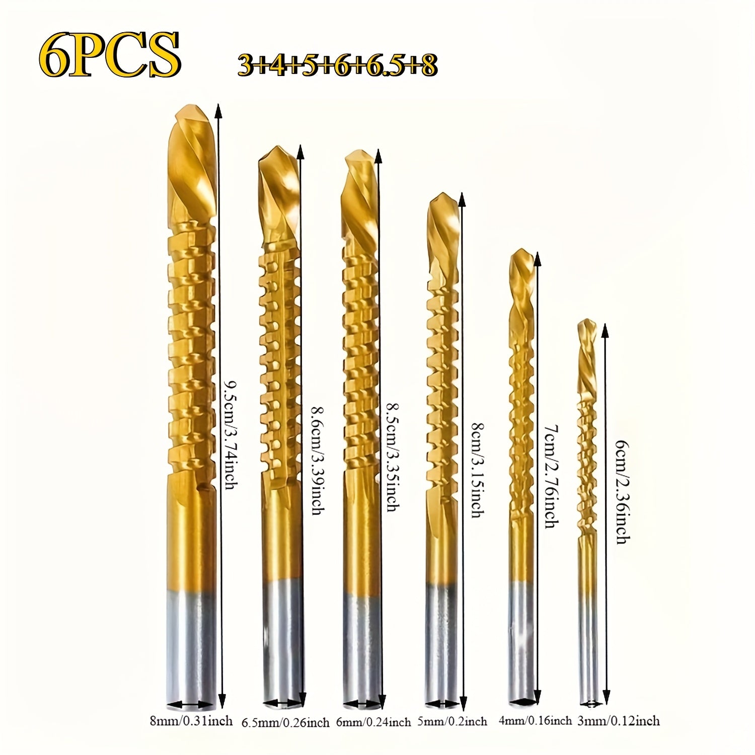 TEMU 3pcs&6pcs Wood Drills High Saw Of Hand Tools Multi Function Wood Punching Woodworking Set Drill Bit Set Metal 3-4-5-6-6.5-8mm