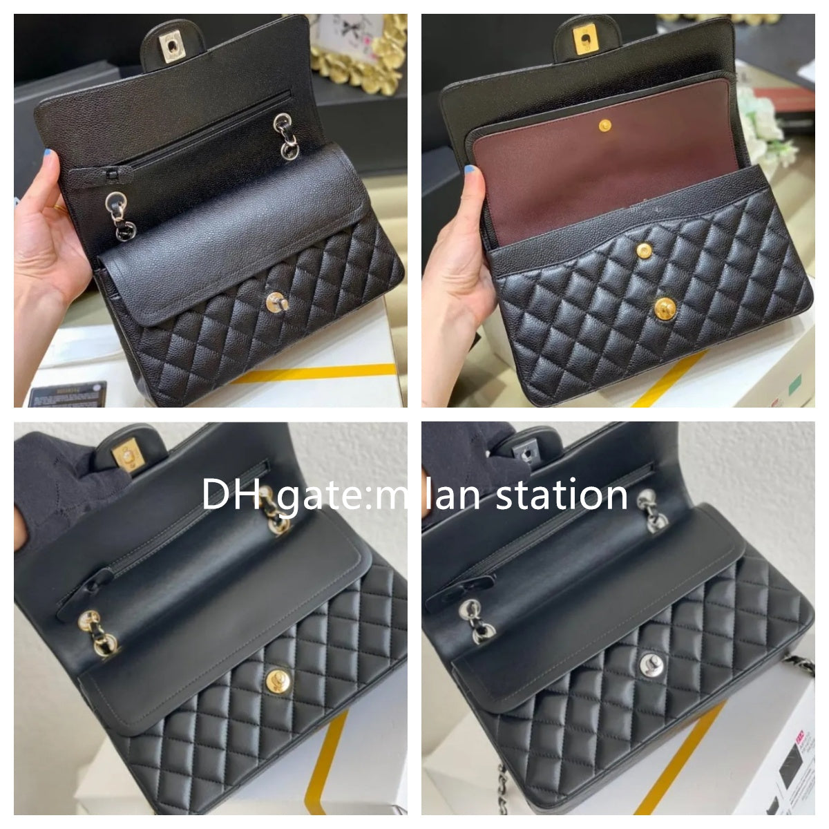 10A Designer bag Mirror quality Jumbo Double Flap Bag Luxury 25CM Real Leather Caviar Lambskin Classic All Black Purse Quilted Handbag Shoulde 2024