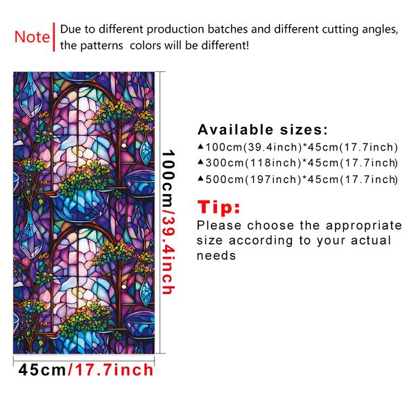 Retro frosted flowers green plants painted glass windows DIY home decoration sunshade and sunscreen window stickers