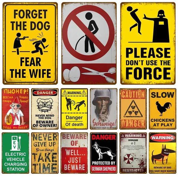 Warning Danger Beware Metal Sign Vintage Plaque Tin Sign Plate Home Wall Decor For Bar Club Man Cave Art Painting Poster GiftXJ250116