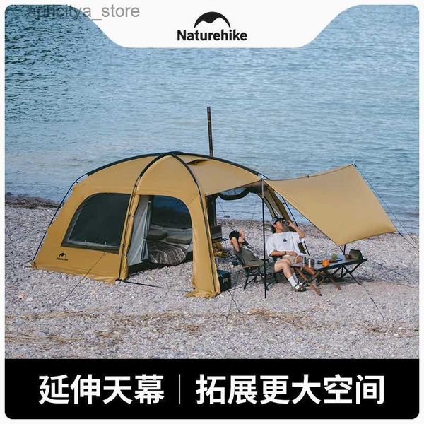 Tents and Shelters Naturehike 2023 New Upgraded Sand Dune 7.6 One Room And One Hall Tent Outdoor Camping Spacious And Large Space Sunscreen