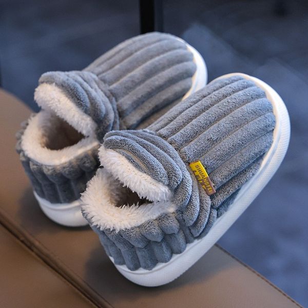Winter children&#039;s bags slippers both boys girls to keep warm at home. Hairy cotton shoes for large, medium, and small children, parent-
