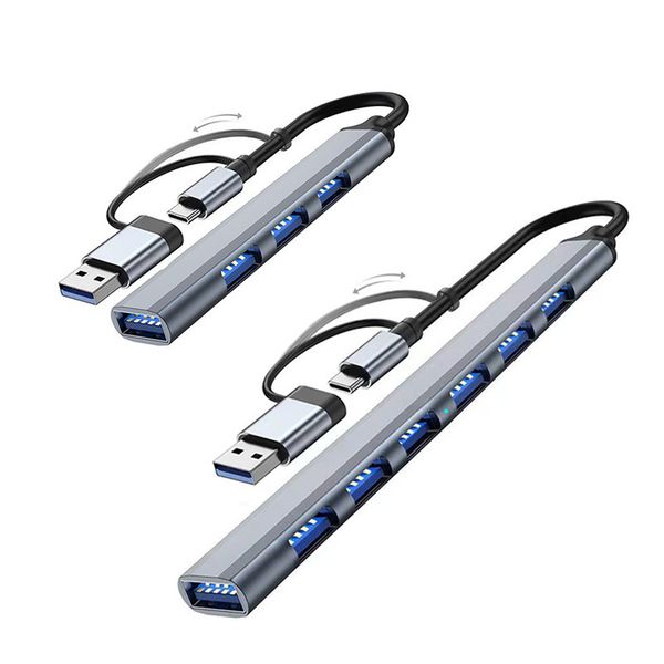 7 Ports USB 2.0-USB 3.0 HUB Docking Adapter 5Gbps High Speed Transmission Multi-port USB Splitter Expander for PC Computer
