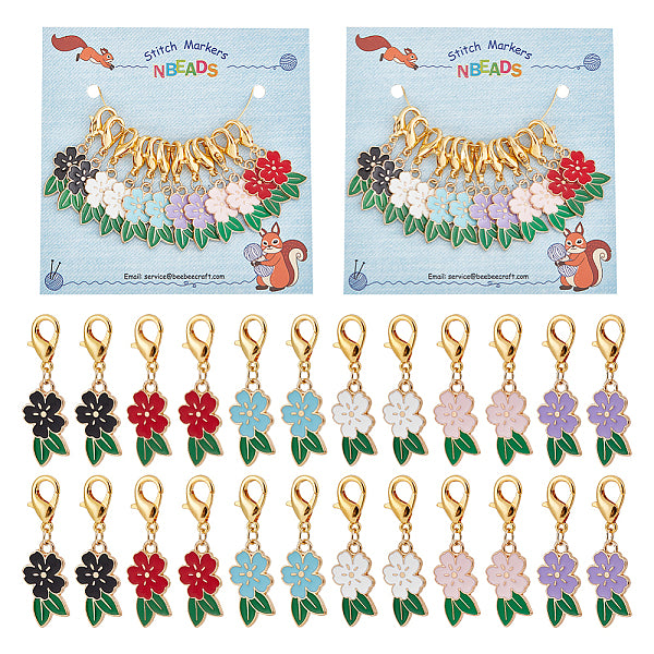 Alloy Enamel Flower Pendant Locking Stitch Markers