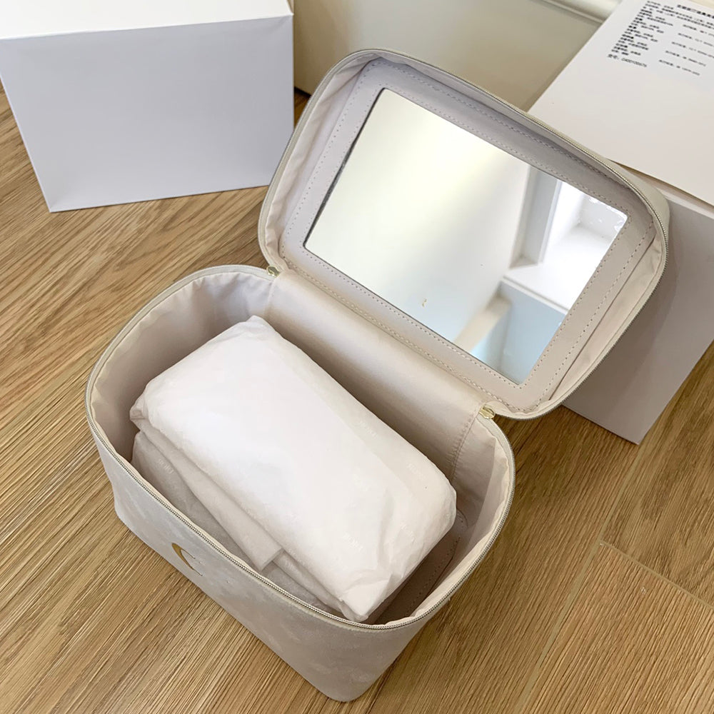 Designer Storage Box Bag Classic Cosmetic Beauty Pouch Makeup Organizer Box Lipsticks Storage Case Toiletry Bag with Hairband Sleep Mask Whit Gift B