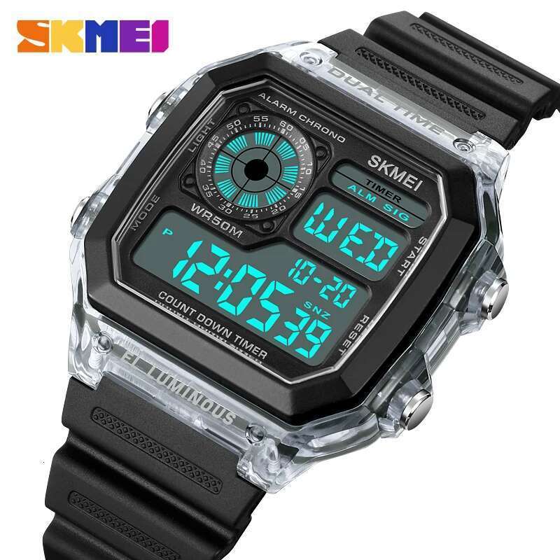 Japan Digital Movement Countdown Sport Watches Mens Multifunction 5Bar Waterproof Chrono Wristwatch Clock reloj hombre