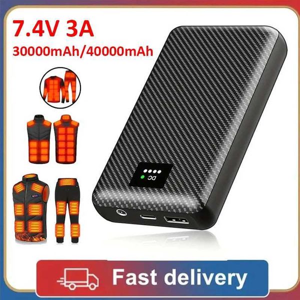 Power bank 40000mAh Power Bank DC 7.4V Portable Charger External Battery for Heating Vest Jacket Scarf Gloves Electric Heating Equipment Z24
