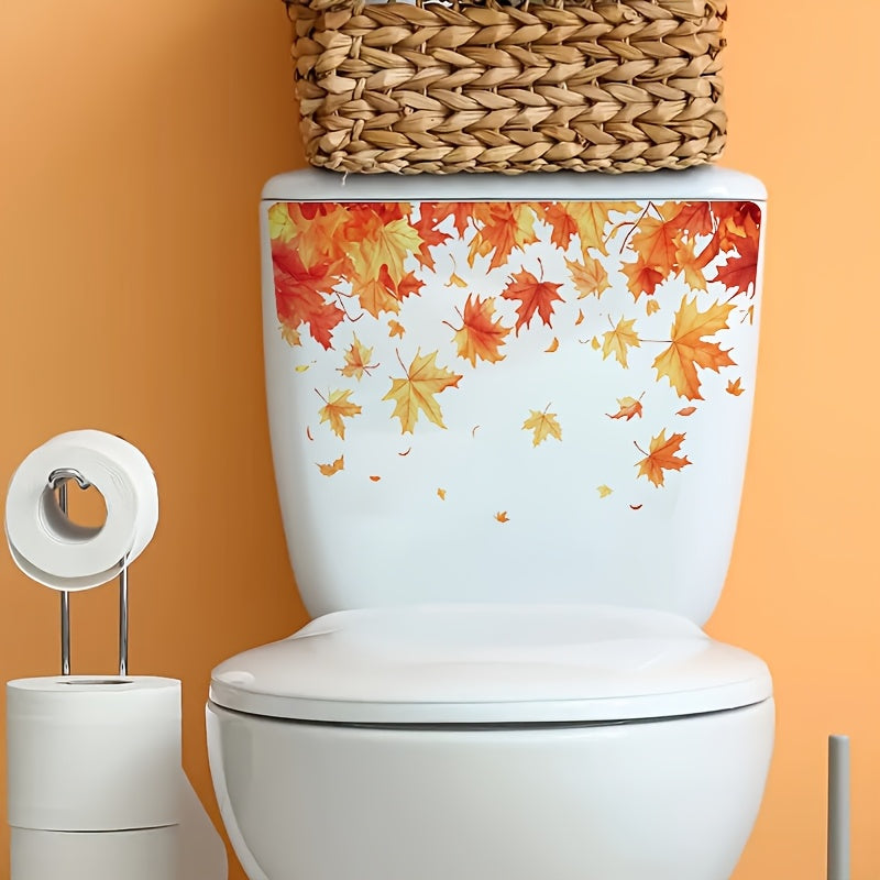 TEMU 1pc Maple Leaf Bathroom Sticker - , Self-adhesive Ceramic Tile Decal For Toilet, Living Room & Bathroom Decor, Thanksgiving Home Accent,