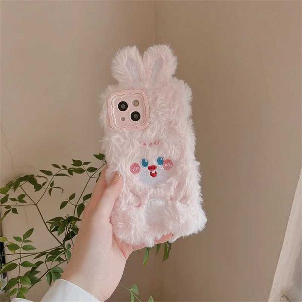 New Arrival Cartoon fur phone case suitable for iPhone 16 15 14 13 11 Pro Max 14 Plus 15 Plus cute animal cover soft stand phone case Z24120