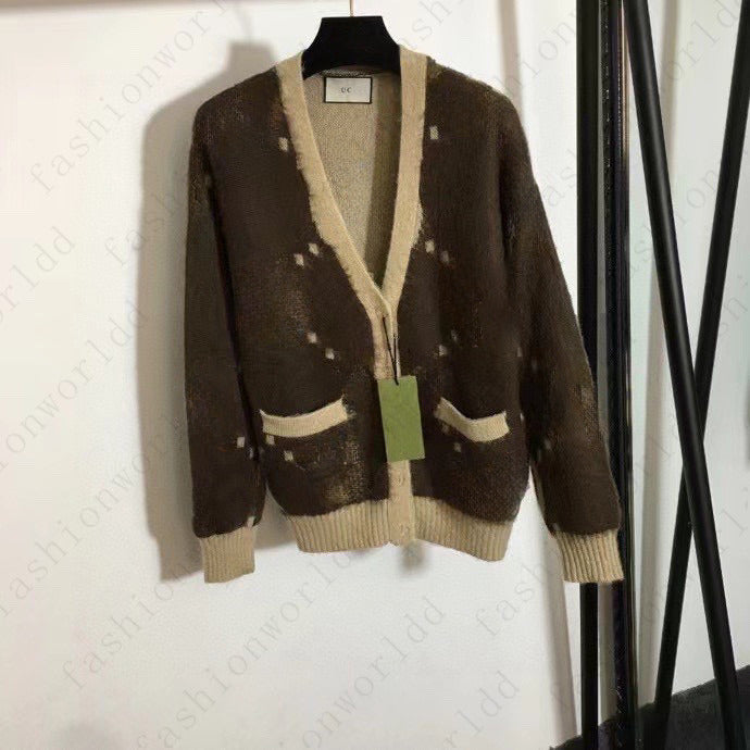 Women Knitwear Brand sweater Designer knitting V-neck sweater Fashion coat womens long sleeve sweaters Knitted cardigan jumper Aug 06 db7e
