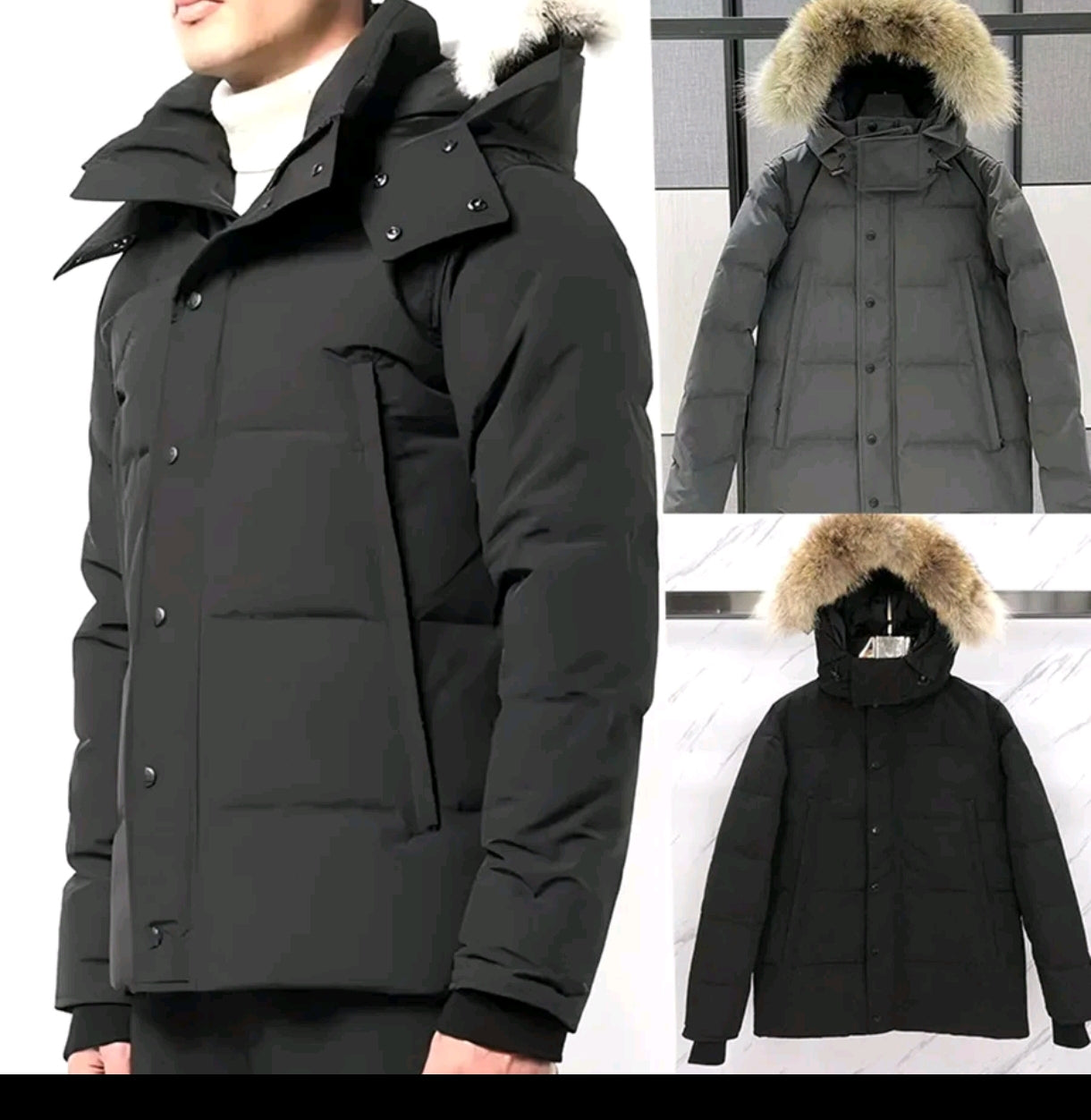 Puffer Jackets Men Designer Real Wolf Fur Outdoor Down jackets Wyndham Windbreaker Outerwear Hooded Fourrure Down Jackets