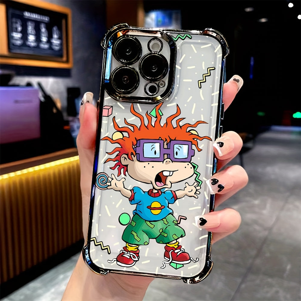 TEMU Cartoon Boy R Anti Drop Transparent Soft Back Cover, Suitable For Matte Women's Iphone 11 - 12- 13- 14 Plus- 15- 16 Pro Simple Anti Drop Phone