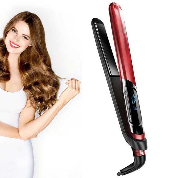 Hair Straighteners Professional Hair Straightener Curler Negative Ion Hair Flat Iron LCD MCH Heating Fast Roll Straight Curling Iron Corruga
