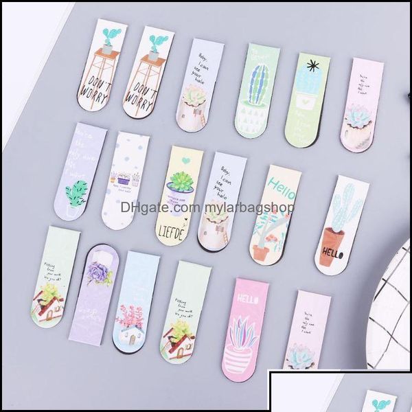 Bookmark Bookmark Desk Accessories Office School Supplies Business Industrial 6Pcs-Set Fresh Cactus Magnetic Bookmarks Book Marker P Dhfbe