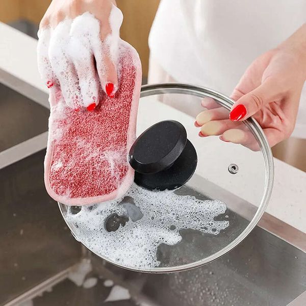 Block Sponge Kitchen Non Stick Oil Brush Pot Utensil Household Dishwashing Cloth Doublesided Cleaning Cotton Scouring Pad Magic Eraser YA