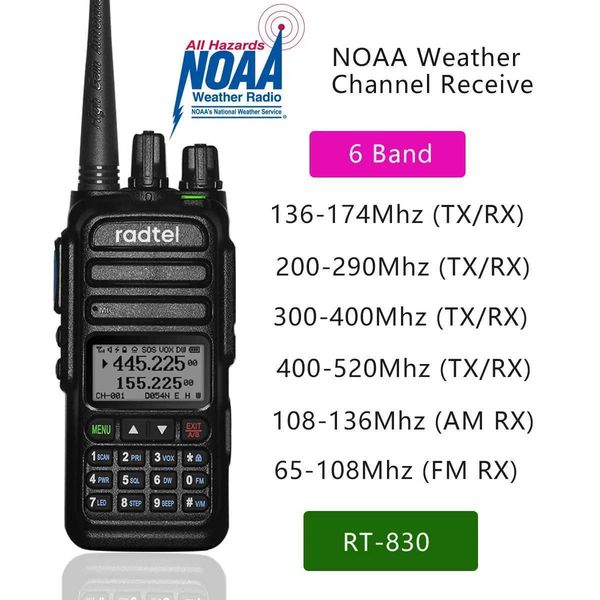 Radtel RT-830 Fl Bands 136-520Mhz Amateur Ham Two Way Ra 128CH Walkie-Talkie Air Band Color Pol Scanner Marine Ra Z250103