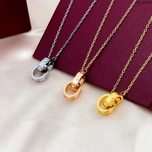Necklace Necklaces Heart Designer Necklace Pendant Gold Jewelry Choker T Rope Chain Double Ring Pendant Diamond Gold Necklaces for Women Gol