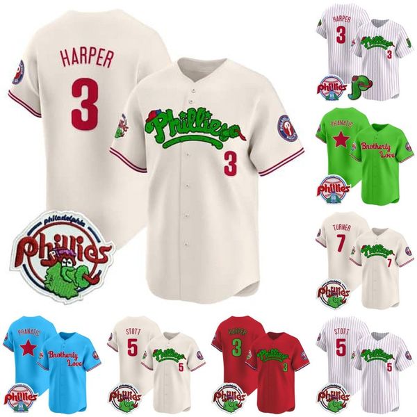 3 Harper BASEBALL JERSEY 5 Bryson Stott 12 Kyle Schwarber Brandon Marsh Alec Bohm Garrett Stubbs J.T. Realmuto Zack Wheeler Matt Strahm Phan