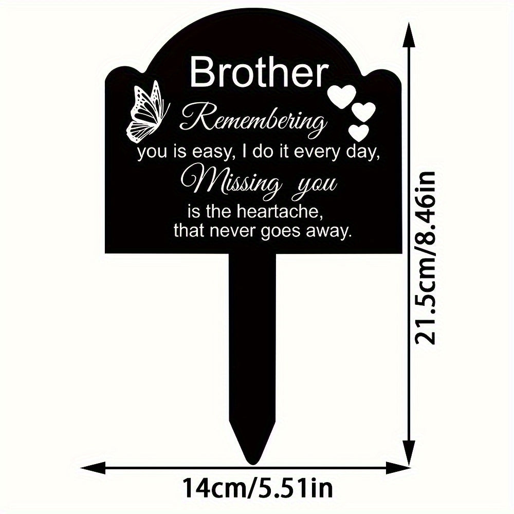 TEMU 1pc Brother Memorial Stake - Weatherproof Vinyl Cemetery Marker With Engraved "brother You" Message, Classic For Outdoor Remembrance At Grave