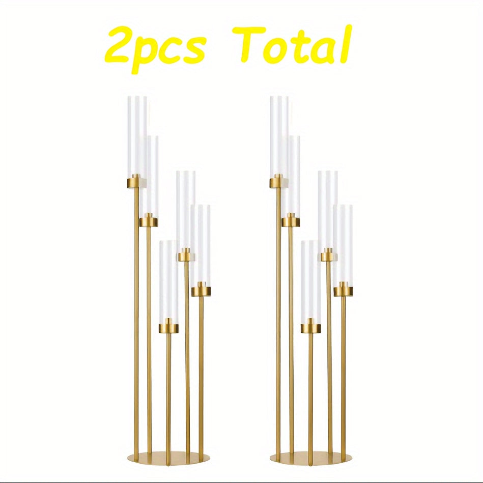 TEMU 2pcs Candle Holder Tall Floor Candle Holder With Acrylic Lampshade For Wedding Table Birthday Party Home Decoration Taper Candles