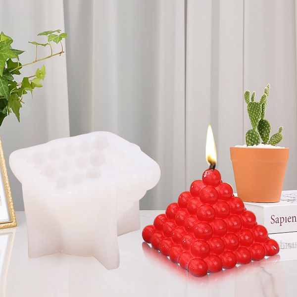 3D Silicone Molds Bubble Cube Pyramid Aromatherapy Candle Resin Mould DIY Geometry Candles Mold Gypsum Craft Making Molds