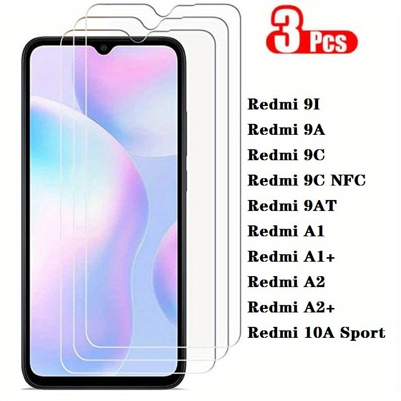 TEMU 3pcs Sport Tempered Glass Screen Protector For Xiaomi Redmi 9i-9a-9at-9c Nfc For Redmi A1-a1+-a2-a2+ For 10a