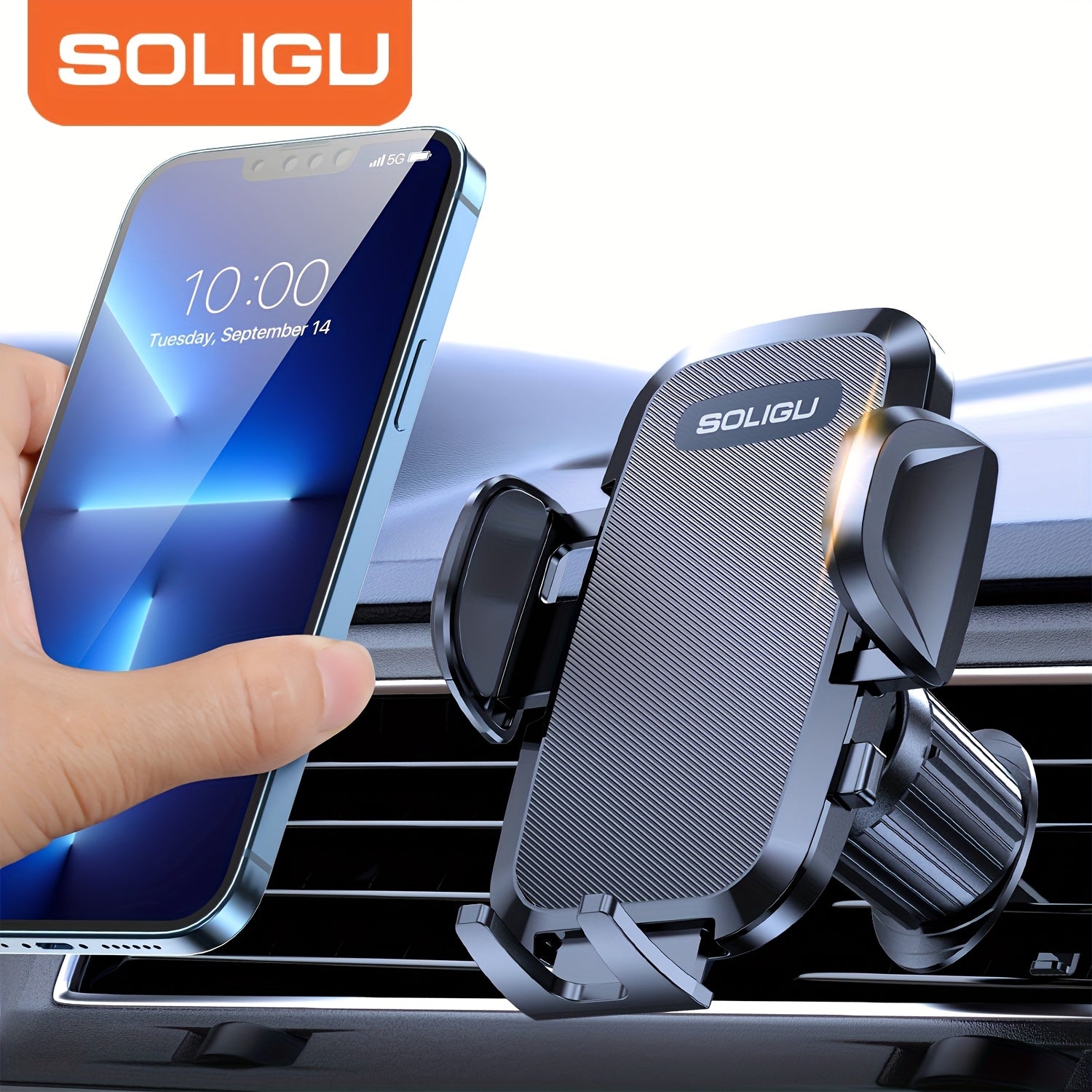 TEMU Soligu Universal Phone Holder For Car, 360° Rotatable, Adjustable Vent Mount For & , Cell Phone Holder Mount Compatible With Iphone Smartphones