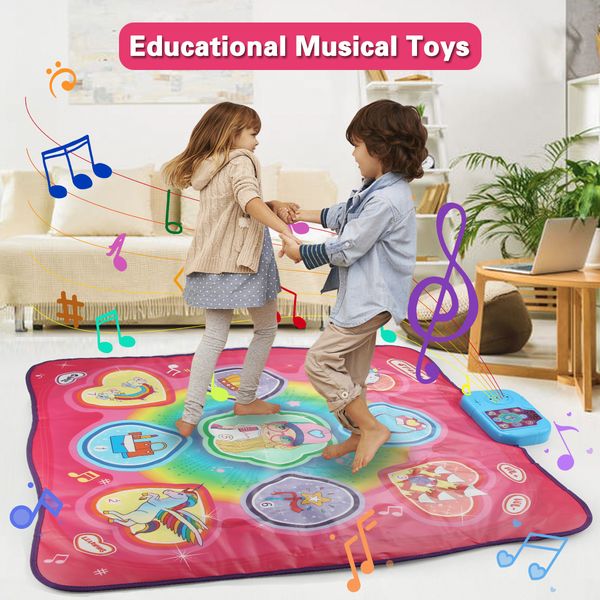 90x90cm Electronic Musical Dancing Play Light Up Mats with 3 Game Modes Keyboard Educational Toys for Kids Boys Girls Gift