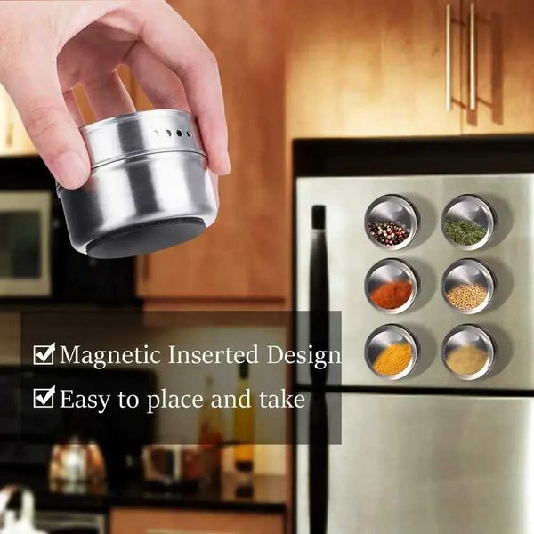 Sp tank stainless steel seasoning pot set household seasoning storage bottle holder with sticker kitchen tool Y241203