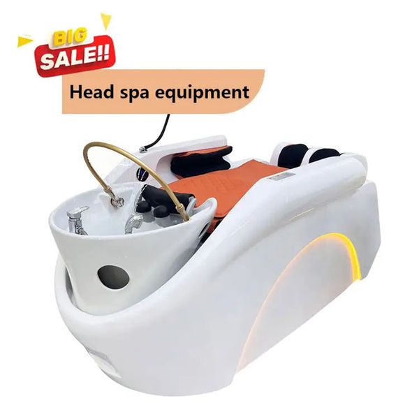 Beauty Salon Head Spa Shampoo Bed Equipment Electric Massage Hair Washing Device Head Water Therapy Pedicure Bed Shampoo Bed With Steamer