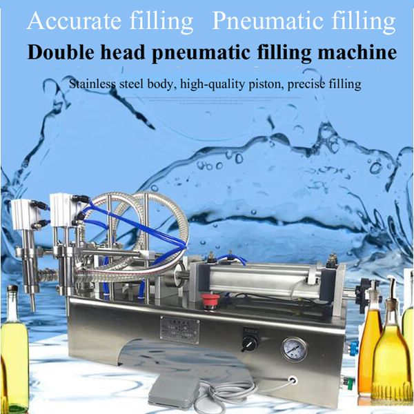 Foot Pedal Liquid Filling Machine For Milk Olive Oil Beverage White Wine Pure Water Soy Sauce Vinegar Double Head Liquid Packaging Machine