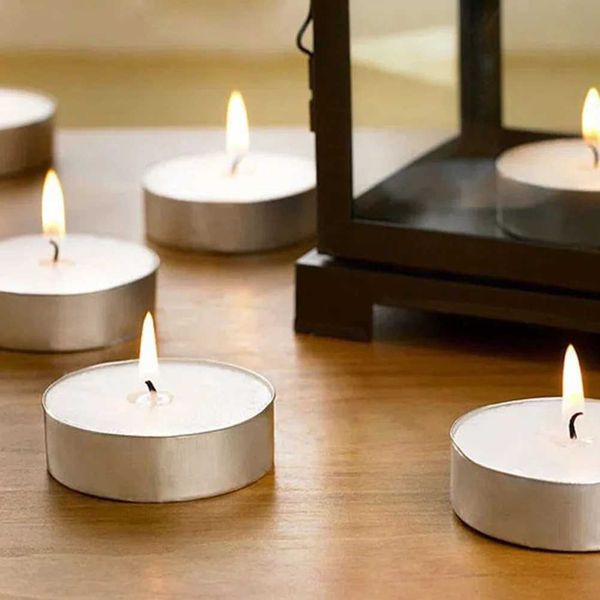 50 round scented tea candles small tea lamps for weddings family romance white multifunctional mini travel W240813