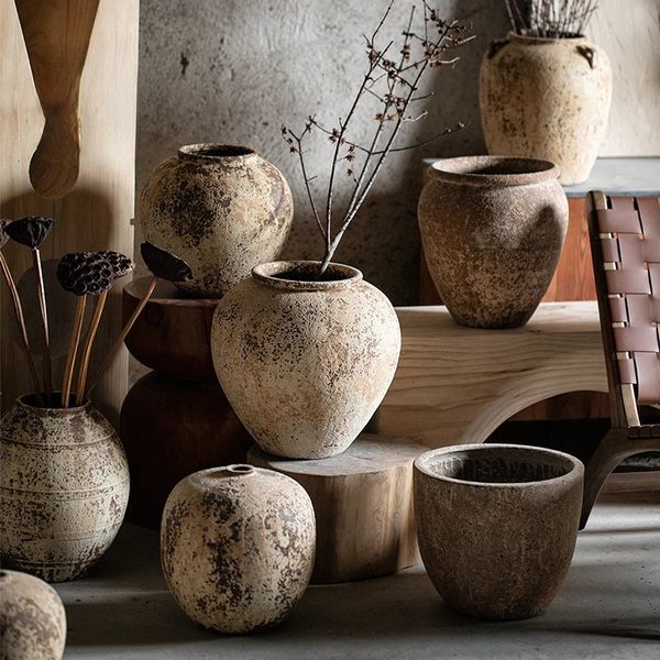 Vases Vase Ceramic Breakfast Chinese Arrangement Home Suitable for Living Room Bedroom Desktop Bedside Decoration Retro Flower Pot 231124